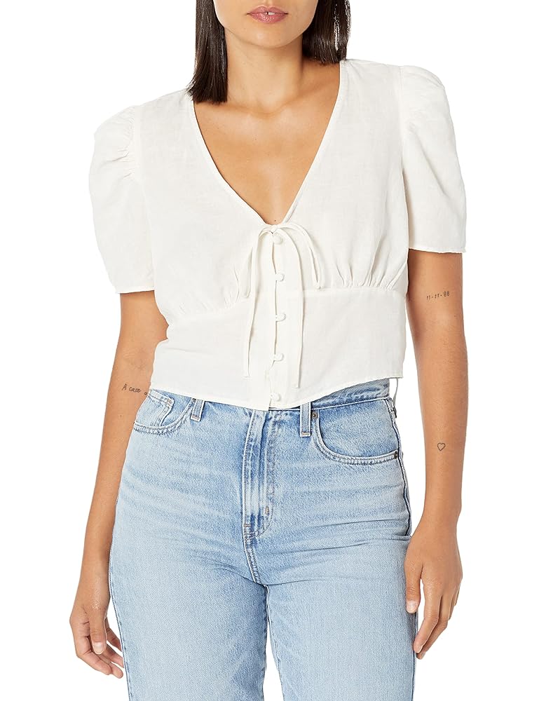 Levi's Women's Luisa Puff Sleeve Blouse, Sugar Swizzle-White